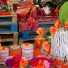 Colorful scented candles and artificial flowers at Garden Show Beirut